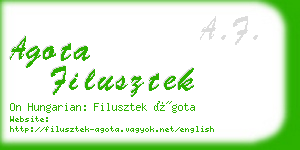 agota filusztek business card